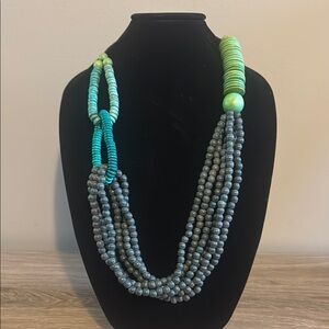 Vibrant Green and Blue Multi-Strand Necklace